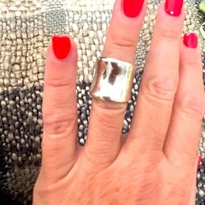 Wide band sterling silver ring